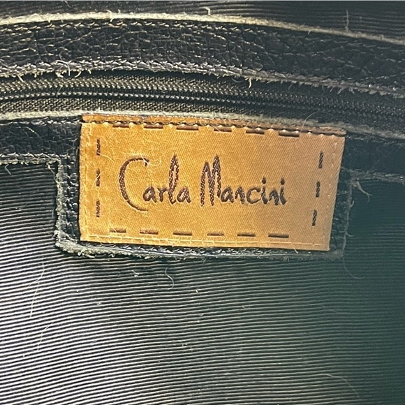 Carla Mancini Top Stitched Black Leather Satchel - Picture 11 of 14